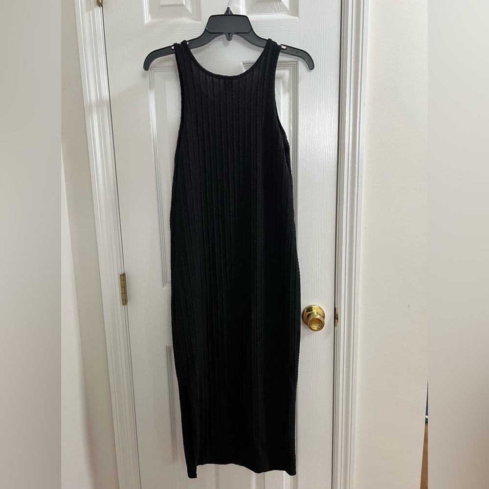 SHEIN Black Ribbed Maxi Dress